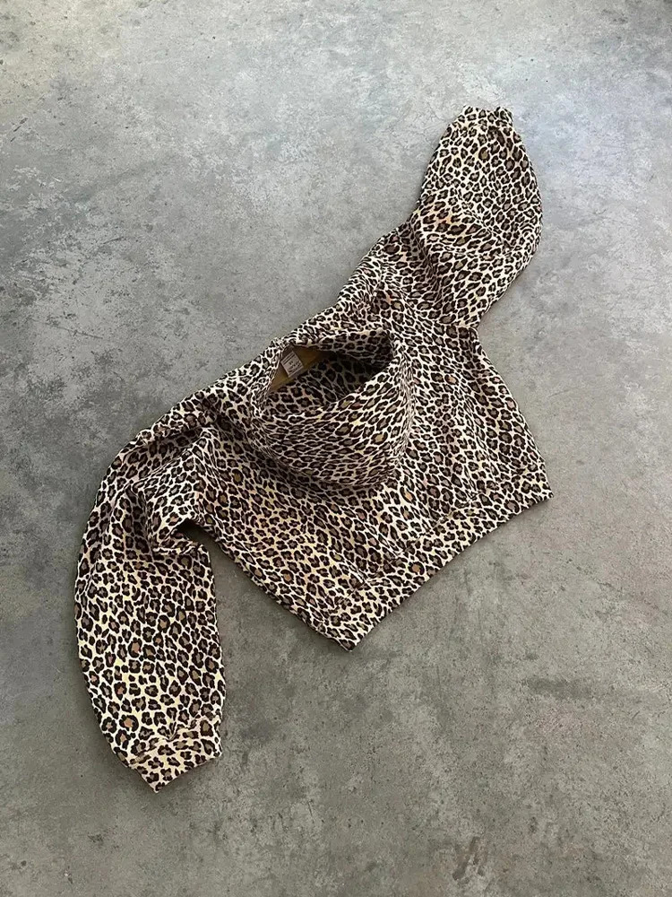 Traf women 2024 Leopard Print Hoodies Women Y2k Streetwear HipHop Harajuku Cheetah Print Hooded Sweatshirt Vintage Autumn Winter 241028