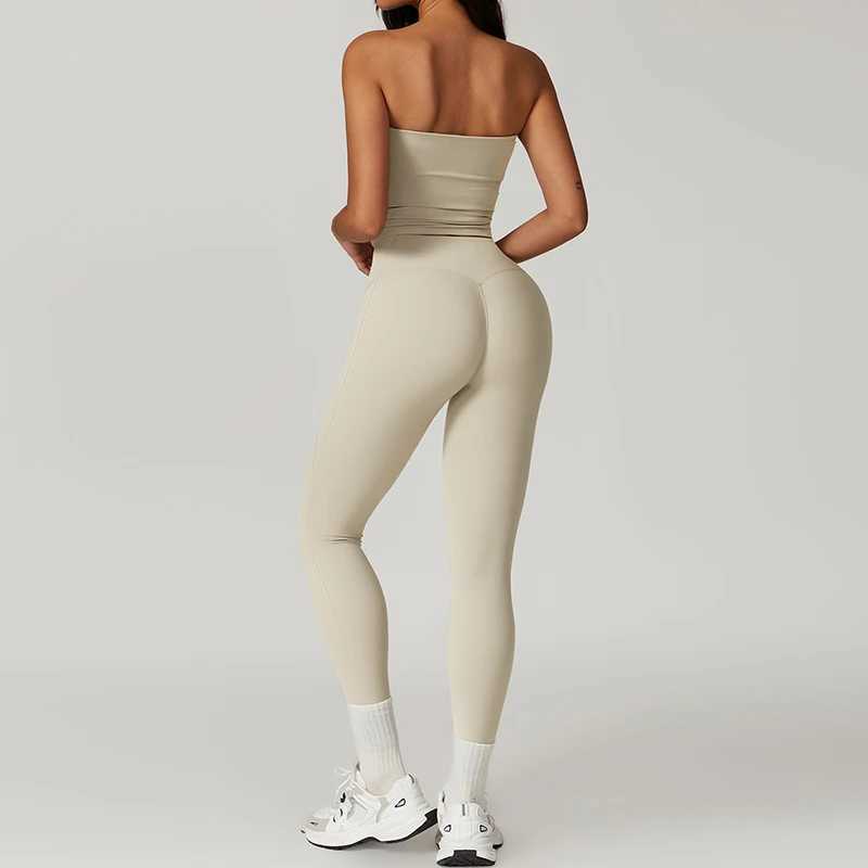 Tracksuits Heavy Women's High Waist Flared Pants Workout Set For Women Gym Vest Set For Women Track And Field Clothing Quick Drying Sportswear Fo