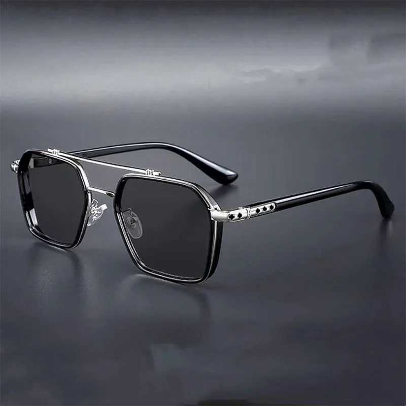 New Mens Large Frame Polygon Sunglasses Men Metal Frame Fashion Sun Glasses Outdoor Driving Fishing Eyewear UV400 Oculos De SolX241028