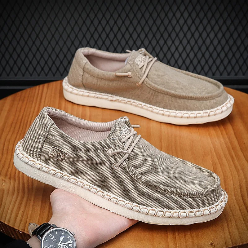 Men Plus Size Casual Denim Canvas Shoes Flat Vulcanize Shoes Fashion British er Breathable Light Men Sneakers Loafers 241028