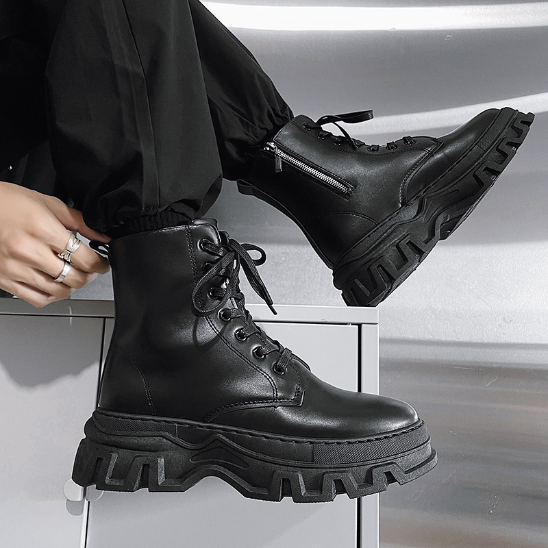 2024 New Men's Martin Boots British Style Motorcycle Boots High Top Leather Face Trendy Men's Boots Large Size