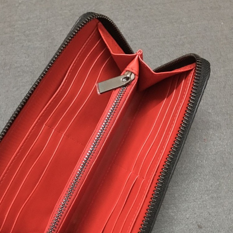 Long Genuine Leather Zipper Wallets For Men Women - Cowhide Rivets Fashion Clutch Purse Handbag B2