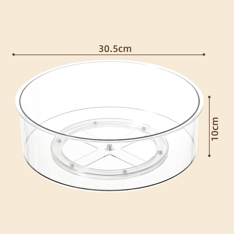 Home kitchen PET transparent multifunctional rotating shelf 360 ° spices rotating desktop storage fruit plate