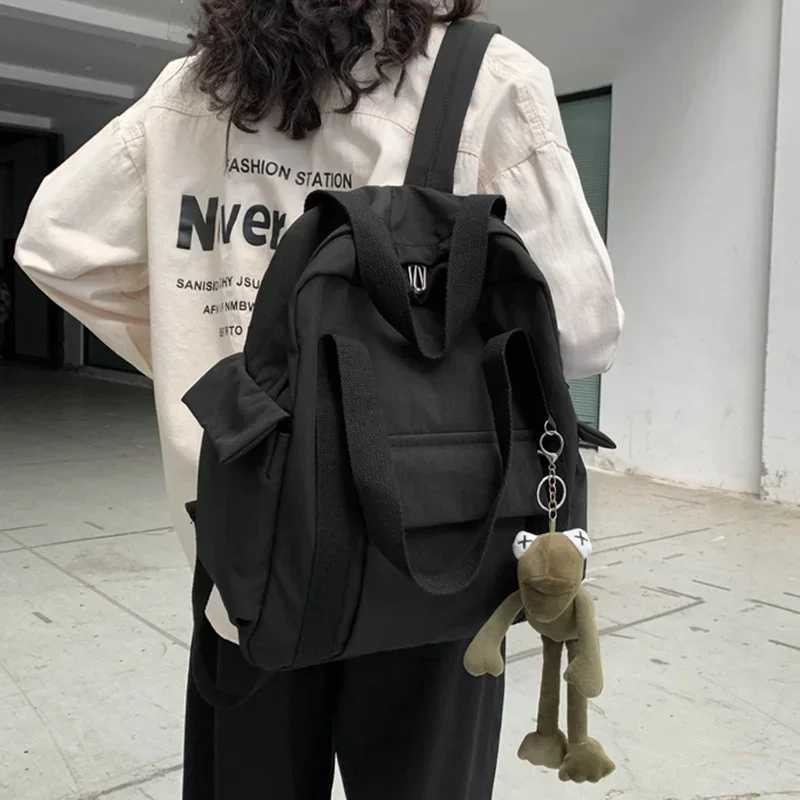 CMM New Solid Color Women s Waterproof Nylon Backpack Simple School Bag for Teenage Girl Shoulder Travel 241029