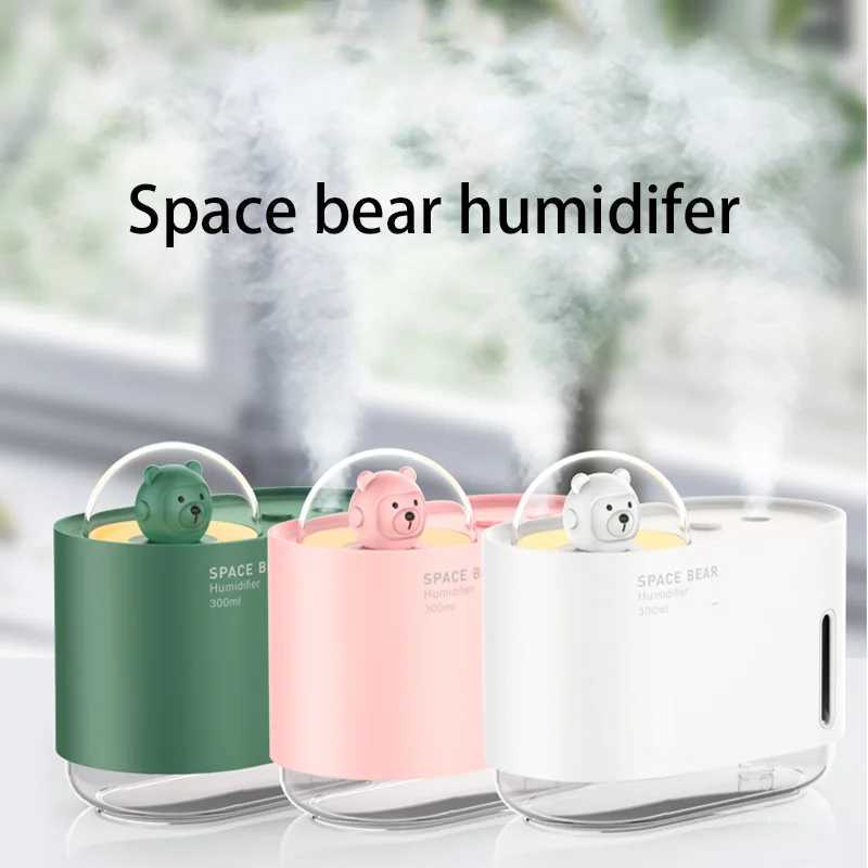 300ML USB cartoon hollow bear portable humidifier Incense Maker mini desktop air atomizer household silent spray Y241104