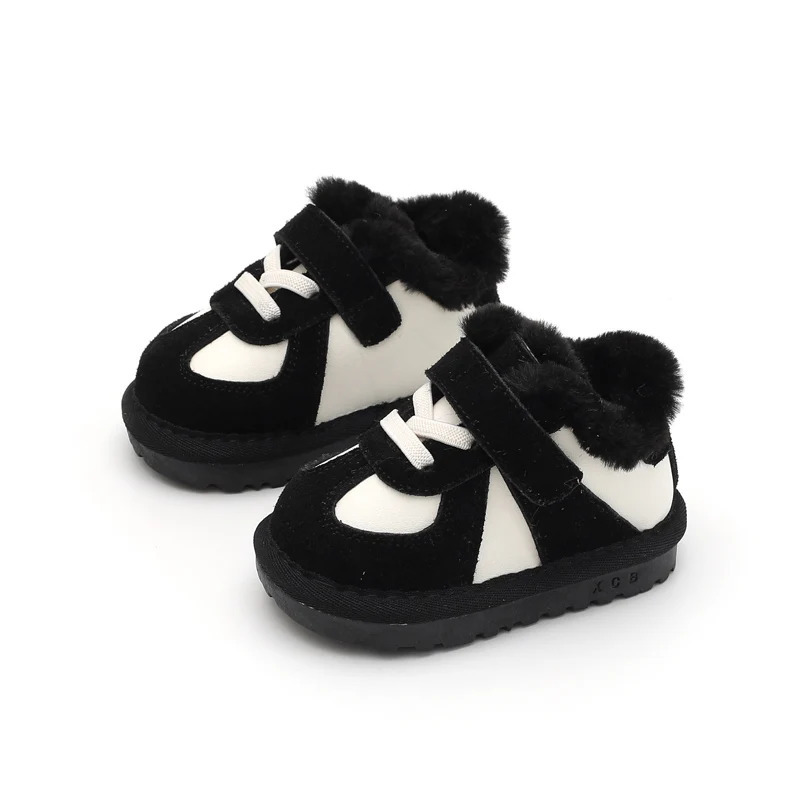 Winter Baby Snow Boots Unisex Leather Boys Shoes Warm Plush Girls Sneakers Outdoor Fashion Toddler Kids Shoes 241028