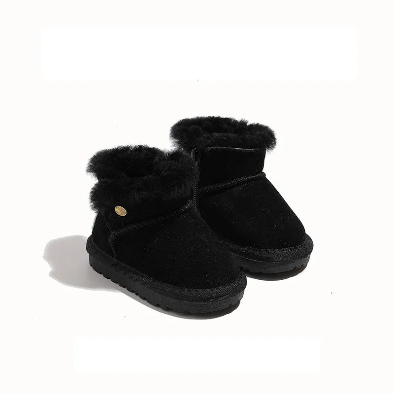 Winter Baby Snow Boots Leather Warm Plush Infant Shoes Soft Sole Fashion Toddler Boys Girls Boots 16-25 241028