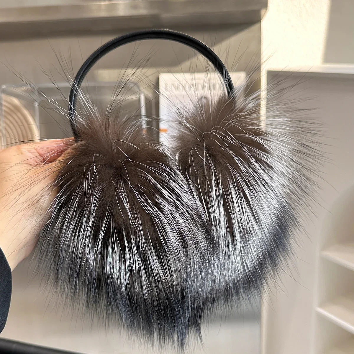 Luxurious genuine fox fur earmuffs naturally warm fox fur earmuffs cute oversized fluffy genuine fox fur earmuffs winter earmuffs 241029