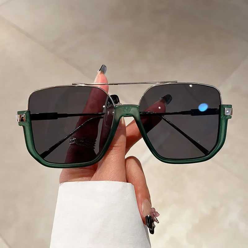 Vintage Oversized Sunglasses Fashion Men Women Square Shades Eyewear Trendy Ins Popular Brand Design UV400 Sun GlassesX241028