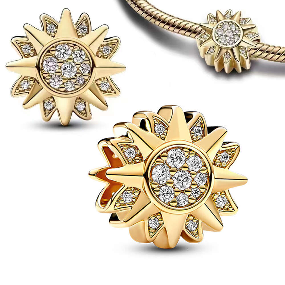 925 Sterling Silver leaf Sun and Moon Set Charm Fit charms beads Bracelet DIY Women Necklace Fine Jewelry Gift