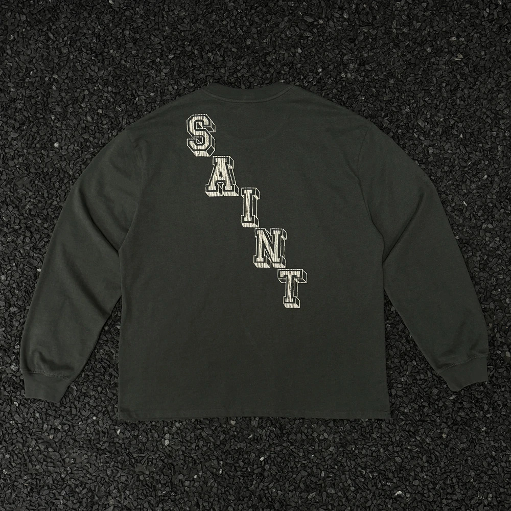 Yao Fashion SAINT OF MICHAEL Vintage Casual O Neck Long Sleeve Tee Tops Oversize Streetwear y Loose Y2k T Shirt For Men 241028