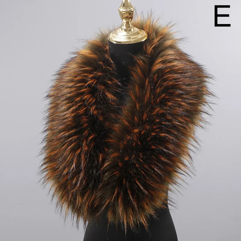50cm Faux Fur Collar Winter Large Coat Scarves Women Neck Warm Fluffy Shawl Female Cloth Accessories 241028