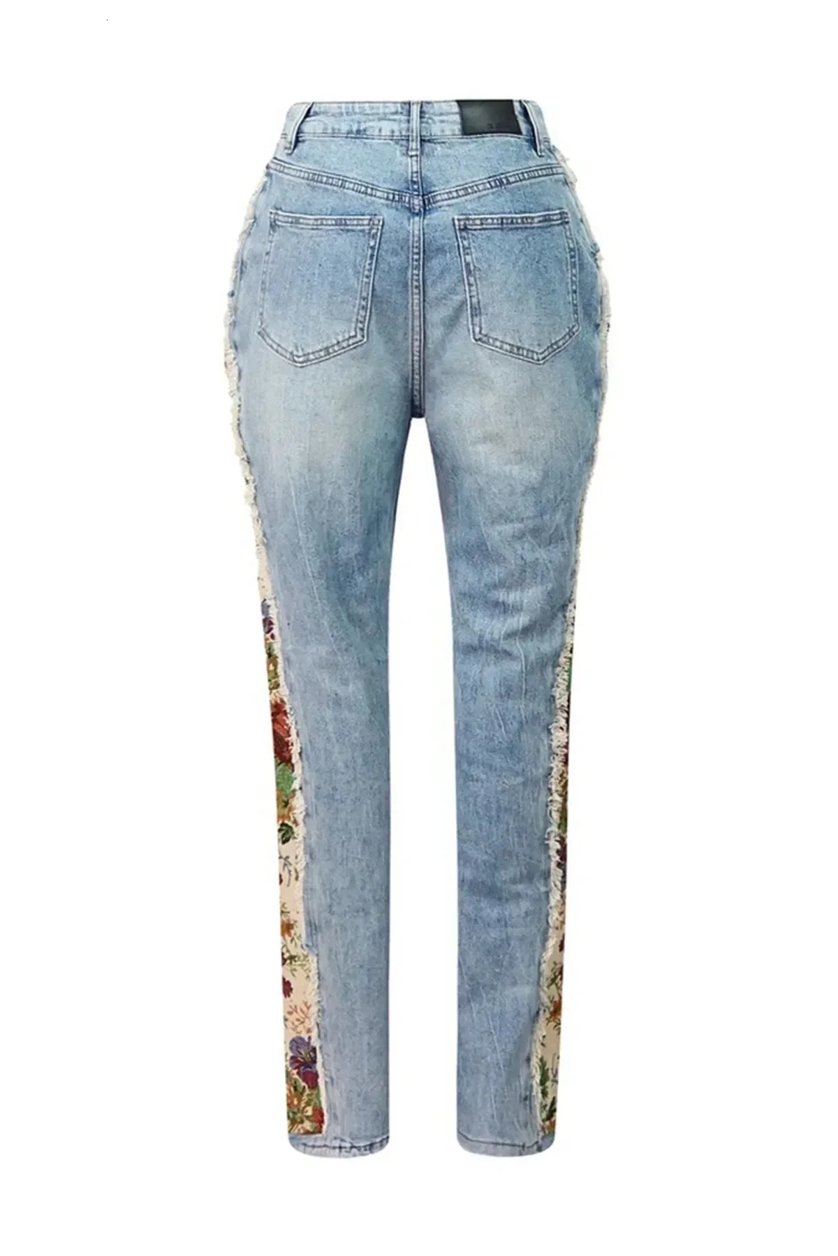 Denim Womens Set Floral Patchwork Full Sleeve Button Fly Jacket and Ripped Jeans Pants Suit 2024 Two 2 Piece Set Outfit 241028
