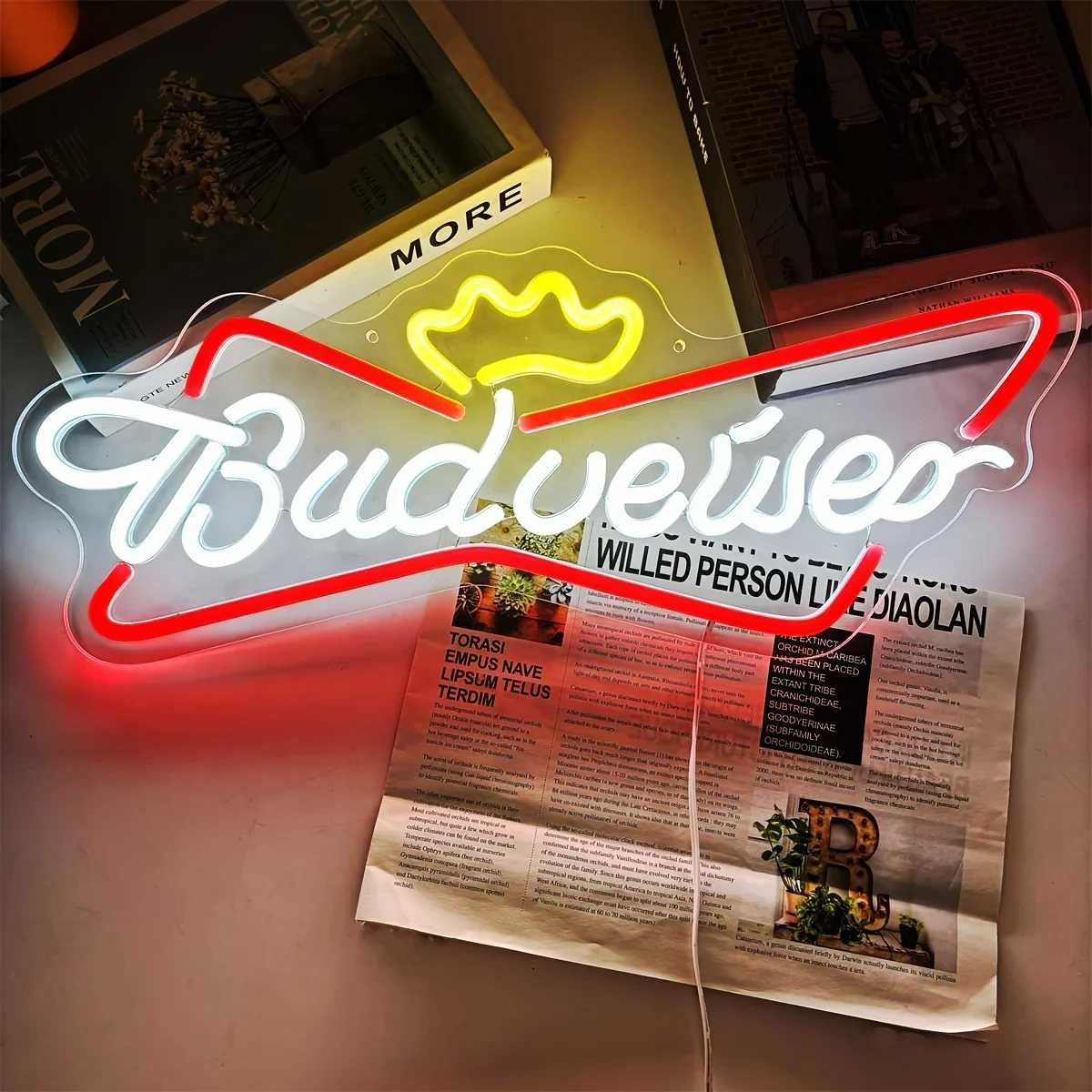 Budweiser Neon Lights - Colorful LED Lighting Wall Mounted Perfect for Beer Parties Festivals Birthdays and Home Decor Atmosphere X241028
