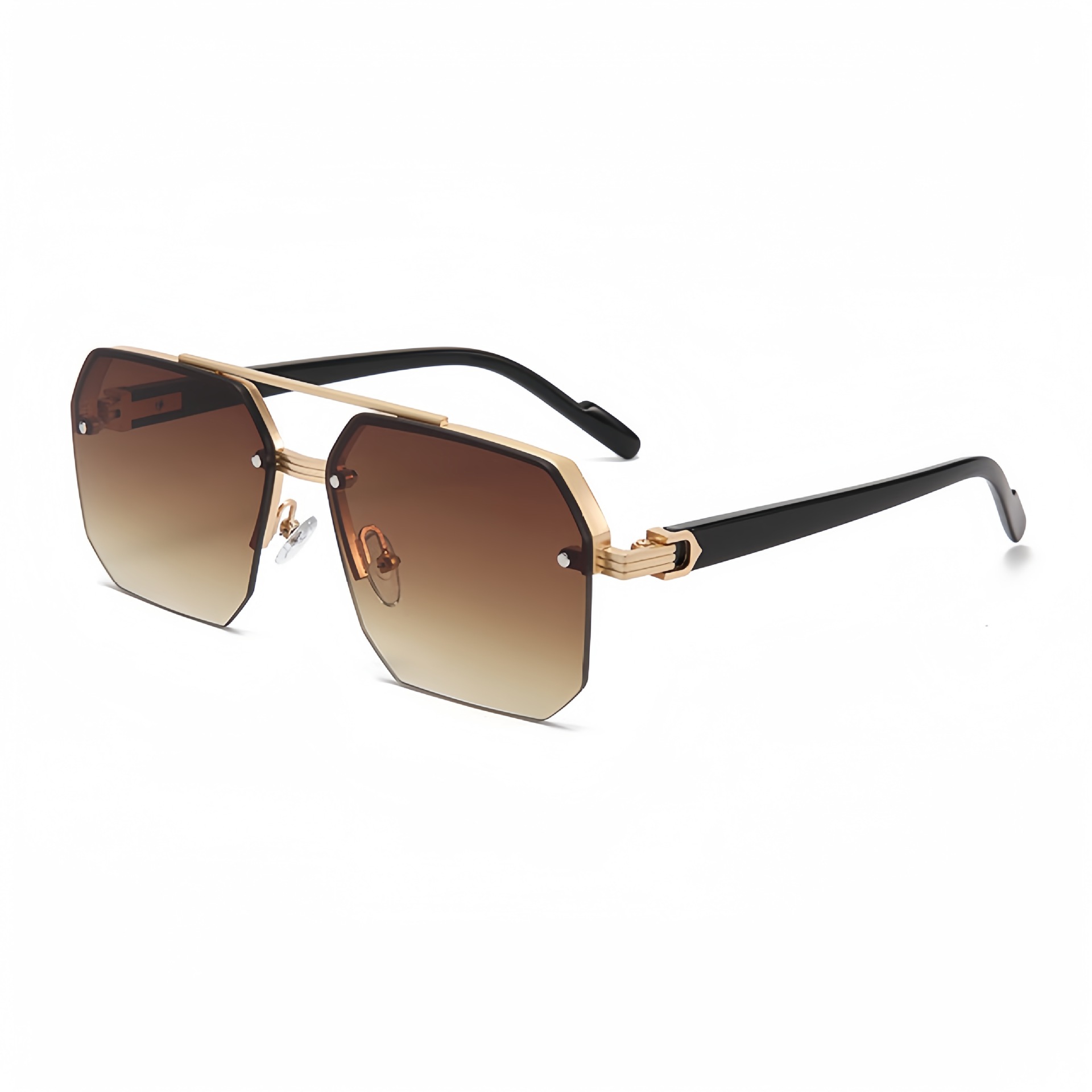 2408 New sunglasses for male drivers, with a big face and slim appearance. Advanced UV resistant half frame sunglasses with a square frame