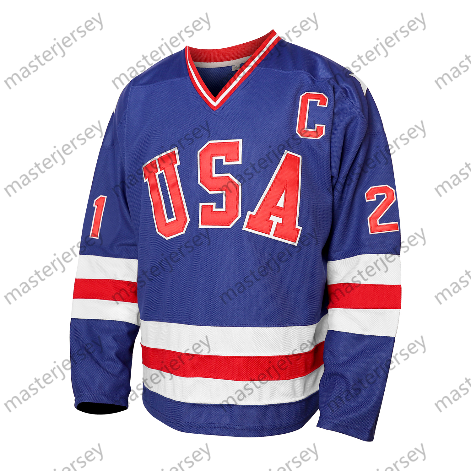 17 21 30 Men's Retro 1980 USA Ice Hockey Jerseys Stitched In Stock Fast Shipping Loose Fit V-Neck Hockey Jersey