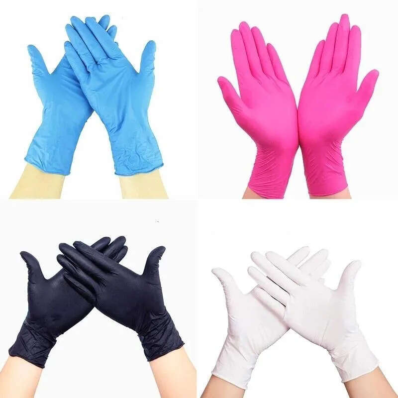 Blue Nitrile Disposable Gloves Powder Free Non Latex Pack Of 100 Pieces Anti-Skid Anti-Acid Gloves Fy9518 Ss0112