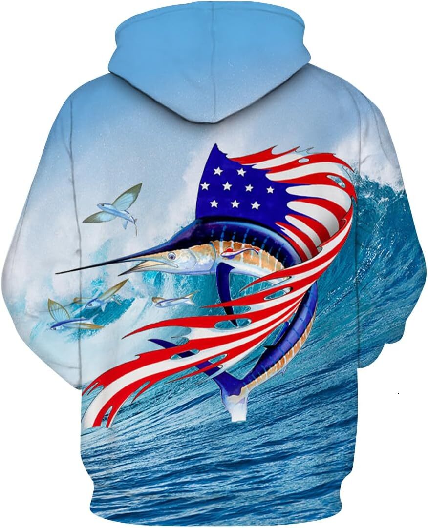 Hoodie for Mens Womens Men's Fishing Hoodie - Animal Theme, Realistic Graphic All trends match Sweatshirt Graphic Hoodies sweatshirt Pullover Lon