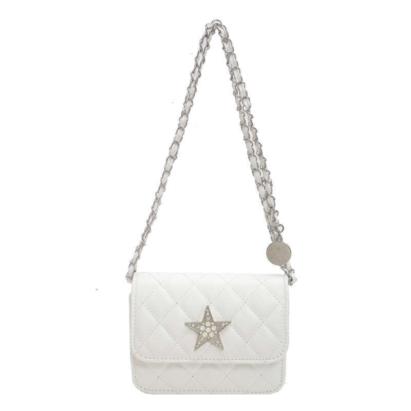 Embroidery thread PU small square 2024 new fashionable women's texture five-star chain shoulder trendy versatile crossbody bag