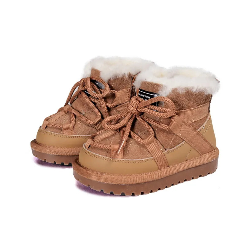 DIMI Winter Warm Baby Boots Boy Girl Toddler Shoes Genuine Leather Waterproof Non-Slip Plush Wool Child Snow Boots 241028