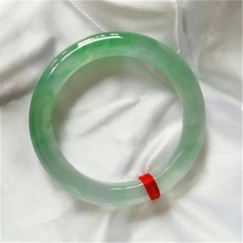 Natural Myanmar Jade Lamp Green Two tone Bracelet Elegant Princess Jewelry 241028