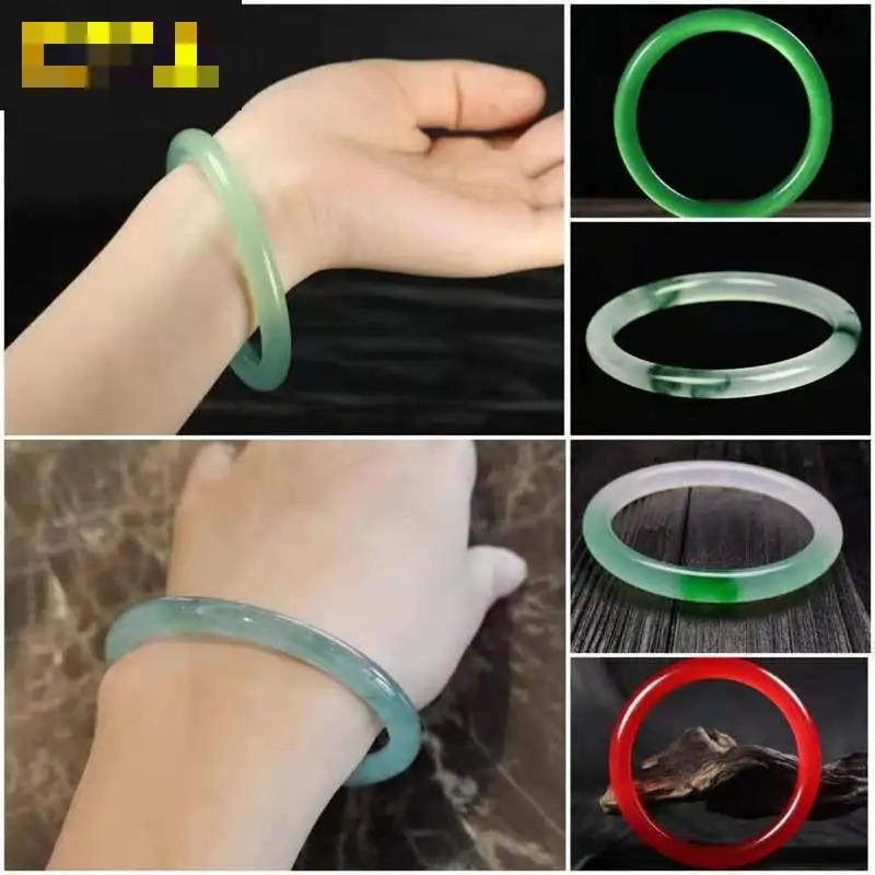 Natural Jade Bracelet High Ice A-level Myanmar Jade Bracelet Womens Exquisite Jewelry Certification Jade Stone Round Bracelet 241028