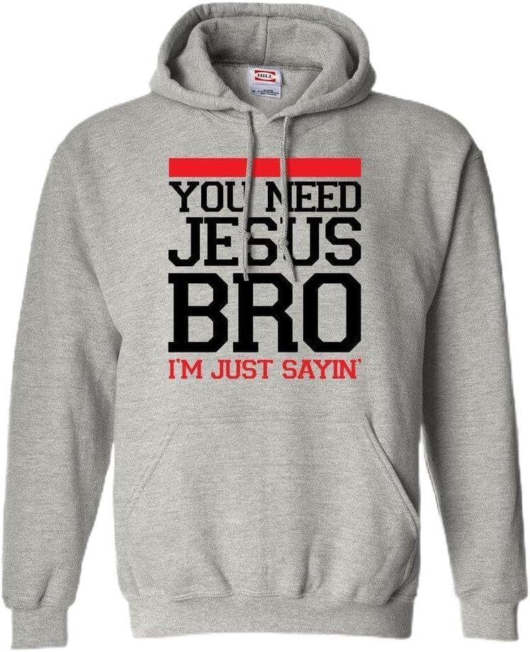 Hoodie for Mens Womens Mens You Need Jesus Bro Graphic Hoodie Graphic Hoodies sweatshirt Pullover Long Sleeve handsome