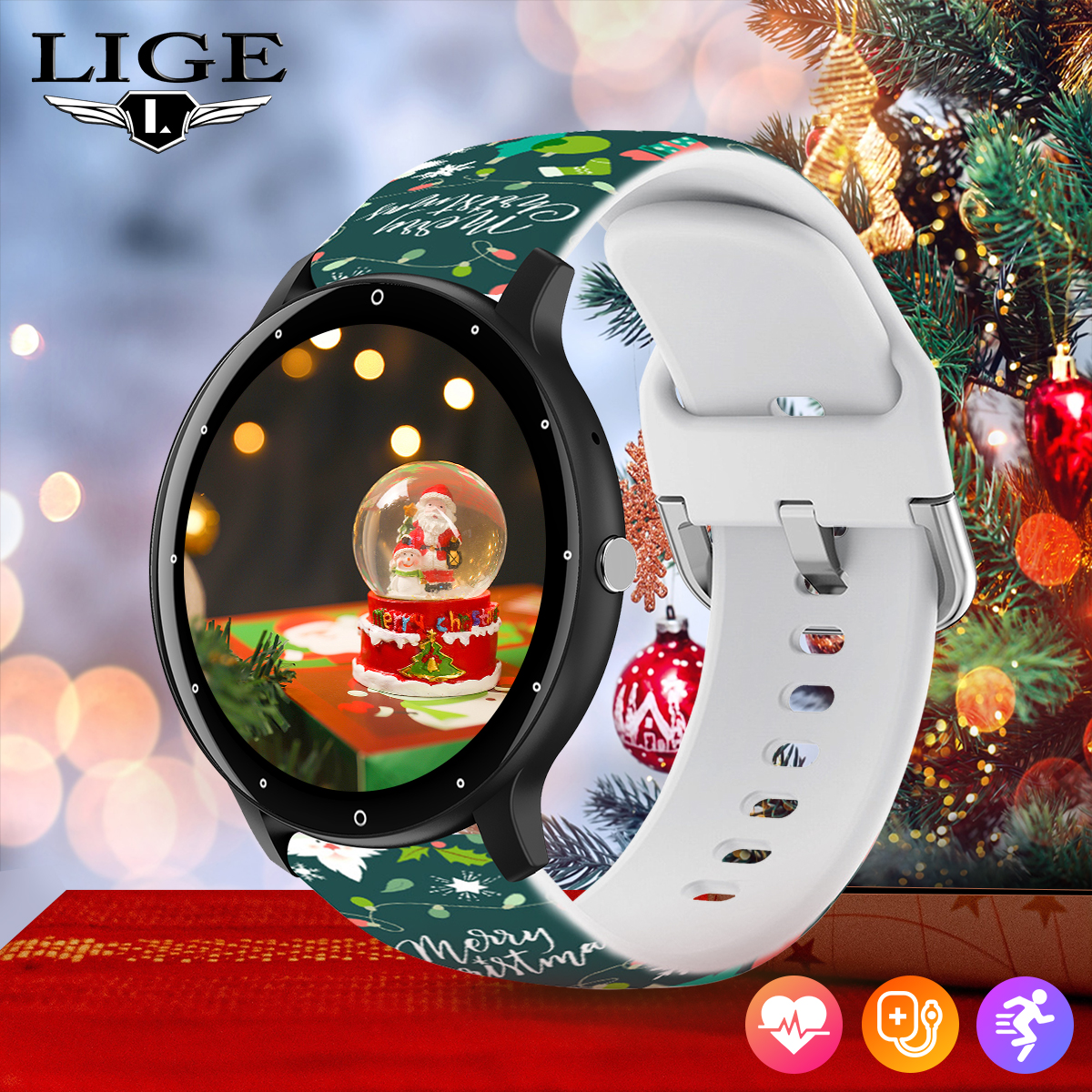 LIGE Outdoor Sports New Smart Watch Multi functional Alarm Clock Step Counting Voice Assistant Sitting Reminder Watch Christmas Gift