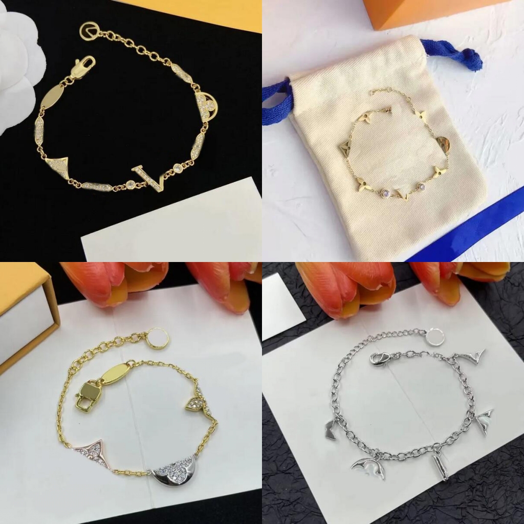 Luxury jewelry diamond bracelets charm bracelet for women fashionable jewelries flower heart stainless steel chains gold plated diamond designer bracelet zb064