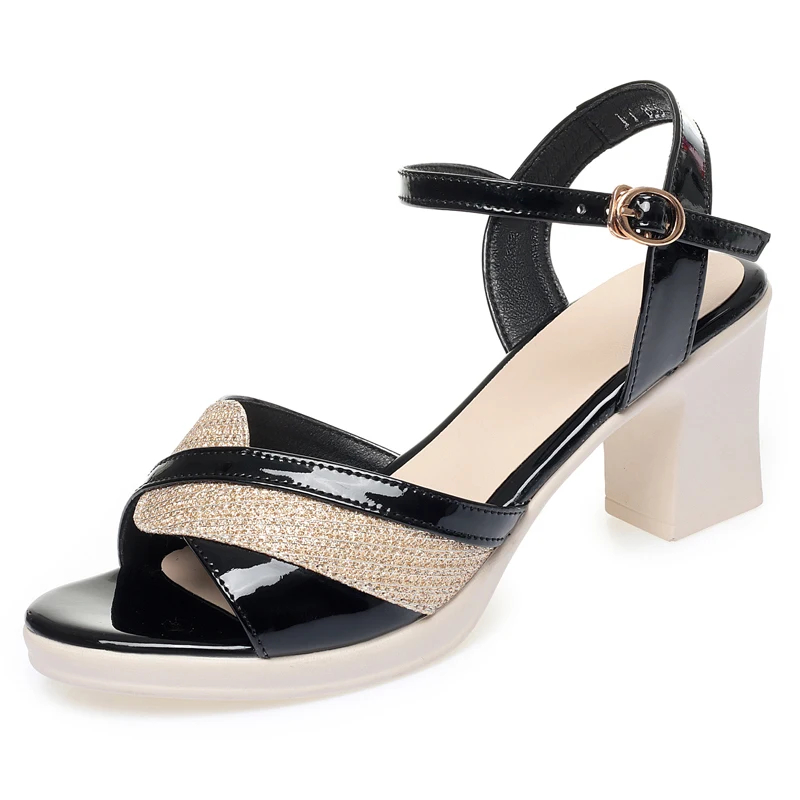 AIYUQI Summer Sandals Women 2024 New Summer Patent Leather Women's Sandals Fashion High Heeled Women's Dress Shoes
