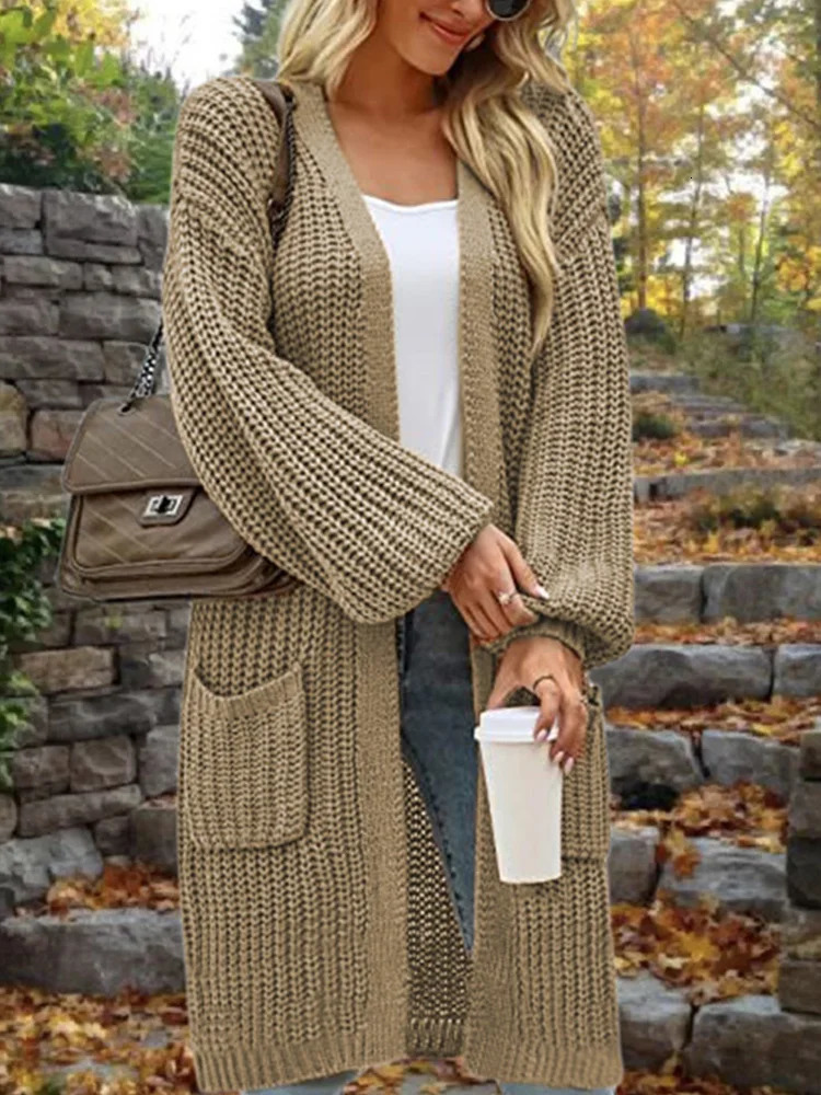 Miyouj Autumn Winter Vintage Full SLeeve Loose Warm Knitwear Female Outwear Long Sweaters Cardigan Womens Casual Sweater Coats 241028