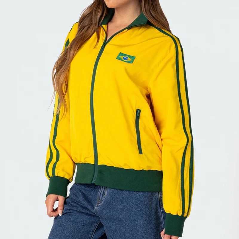 Women's Jackets 2024 Retro Jacket Punk Gothic Y2k Winter Yellow Fashion Top Brazil Harajuku Y24102955NL