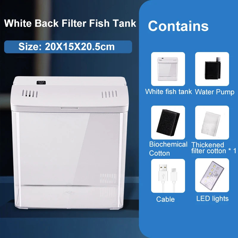 Aquarium Mini Fish Tank Home Fish Tank with Light and Wave Pump Self Circulating Filter Fish Tank Kit 241028