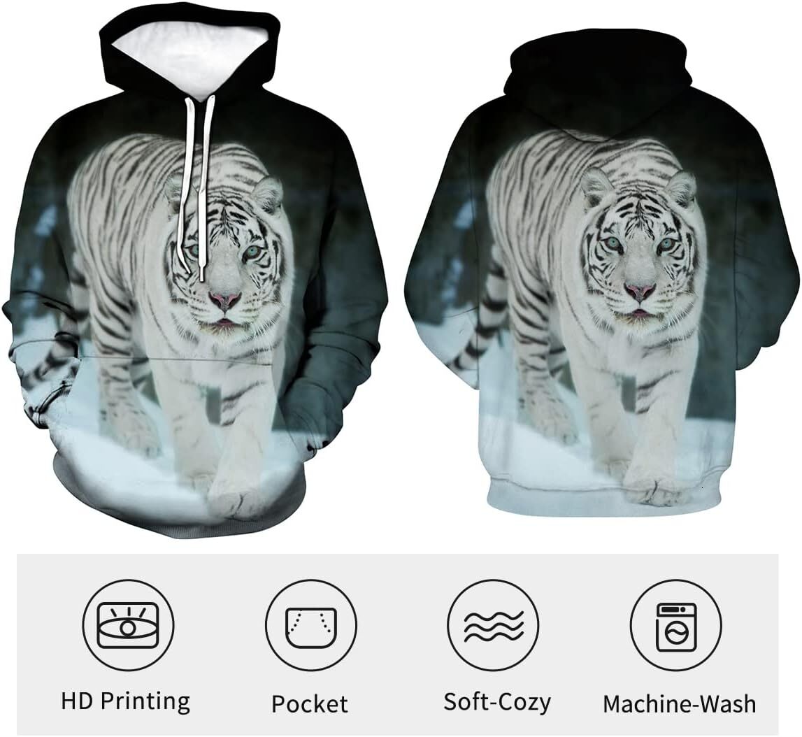 Hoodie for Mens Womens Mens Tiger Hoodie Autumn Winter Long Sleeve Pullover Fantasy Animal Theme Sweatshirt Realistic Graphic Hoodie Graphic Hip hop c