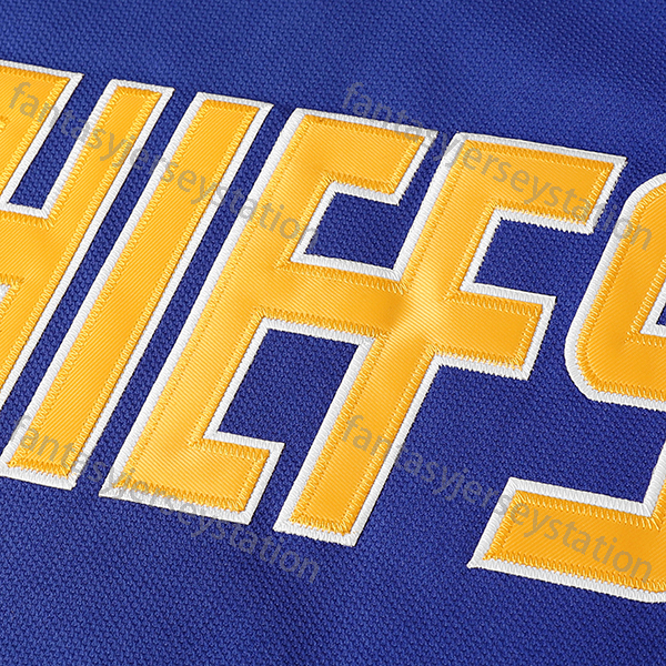 Men's Classic 16 Blue White Embroidery Breathable Ice Hockey Jersey, Training & Competition Sports Uniform CHIEFS & #16 Long Sleeve Top For Match