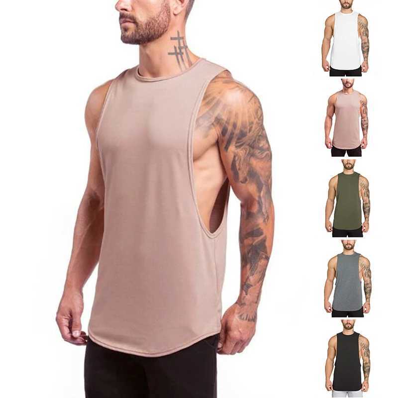 Men Bodybuilding Slveless Vest Casual Gym Tank Top Cotton White t Shirt Quick Dry Sport Singlets Vest Man Gym ClothingC241029