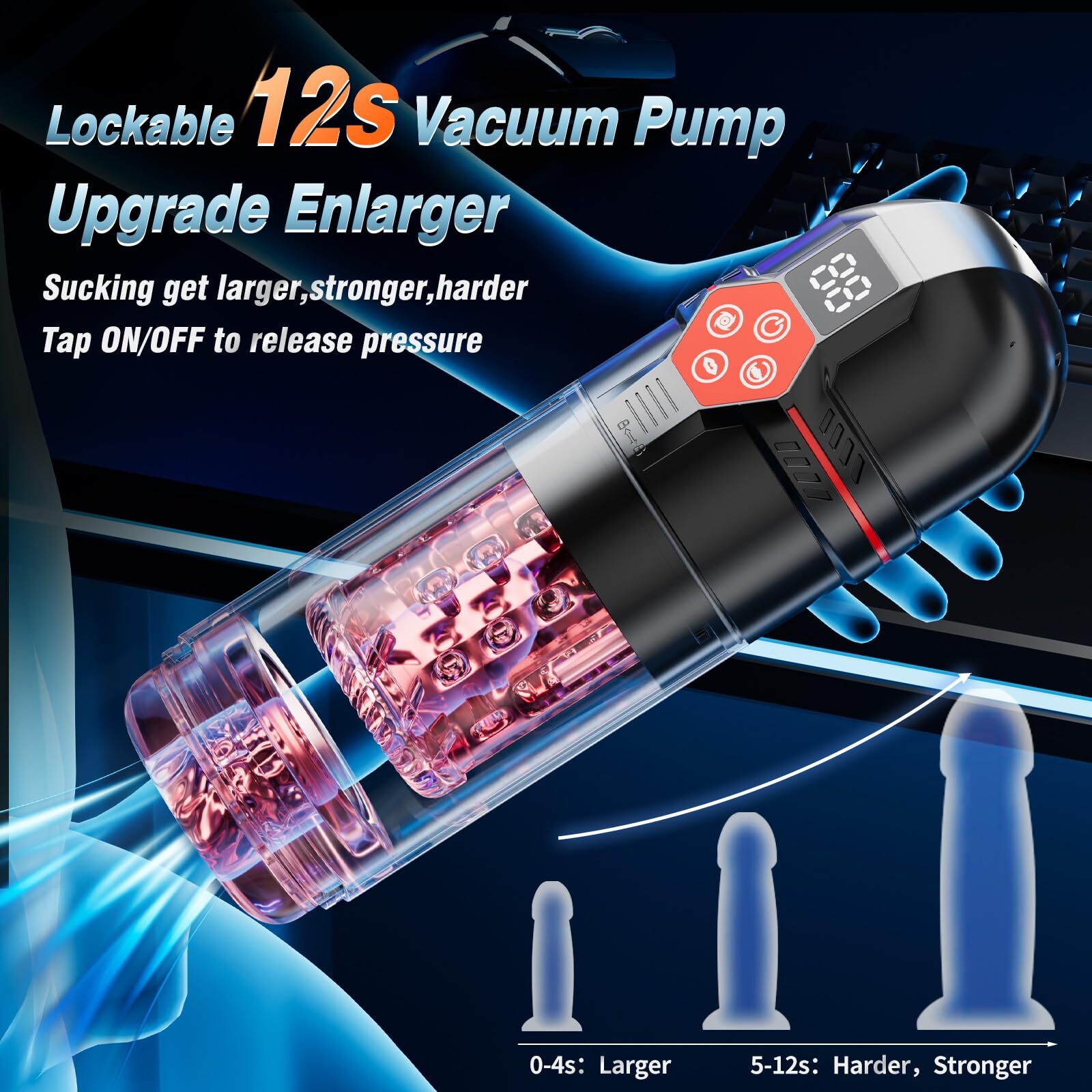 Automatic Male Masturbator Rotation with Upgrade Telescopic Sucking Licking LCD Vacuum Penis Pump Blowjob Adult Sex Toys for Men