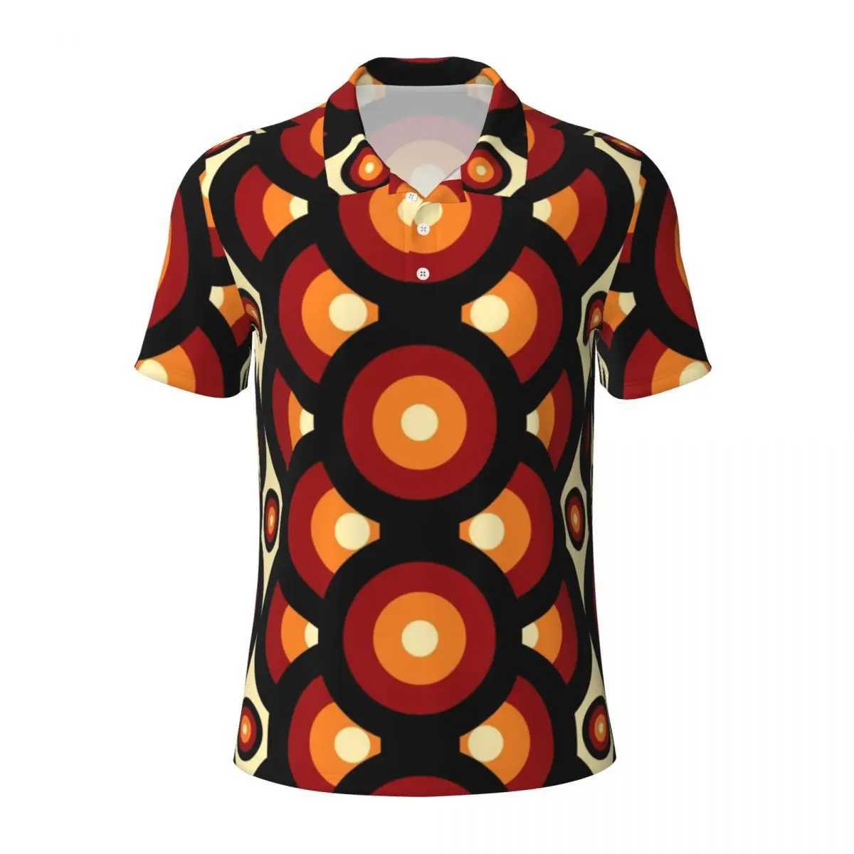 Vintage Mid-Century Polo Shirt Men 60s 70s Style Casual Shirt Daily Vintage Collar T-Shirts Short Sleeve Oversized ClothesX241028