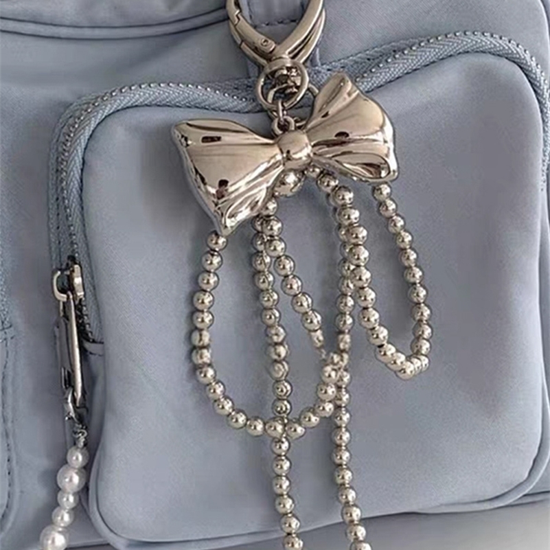 Cute Bow pearl Bag Pandent Chain Y2K Bowknot Charm Keychain Hanging Decorations for Purse Handbag Pendant Accessories y241017
