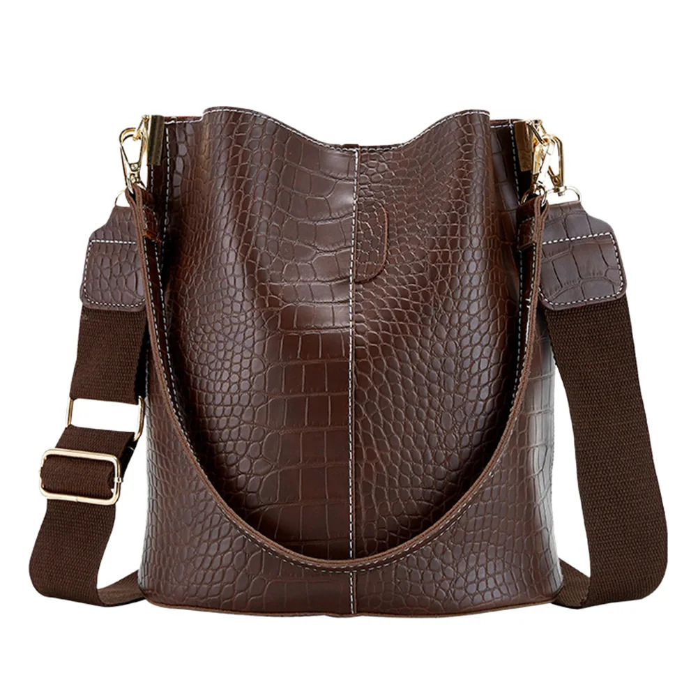 Leather Bags Women Largecapacity Patchwork Fashion Bucket Pattern Shoulder Messenger Handbag 241021