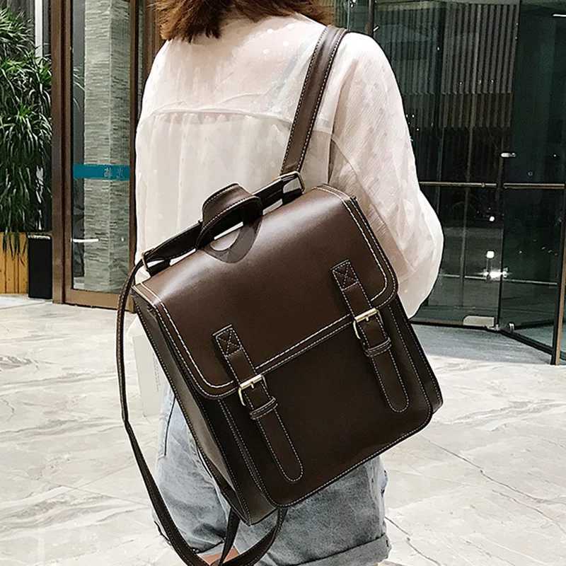 CMM Vintage Backpack Female Pu Leather Bag Women s Fashion School for Girls High Quality Leisure Shoulder Sac a Dos 241029