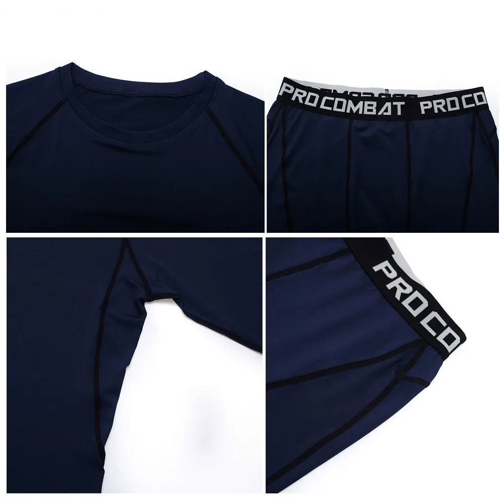 3 Pcs Sports Suit Mens Jogging Sets High Elastic Fitness Set Spartan Sportswear Compress TShirt Thermal Underwear 241028