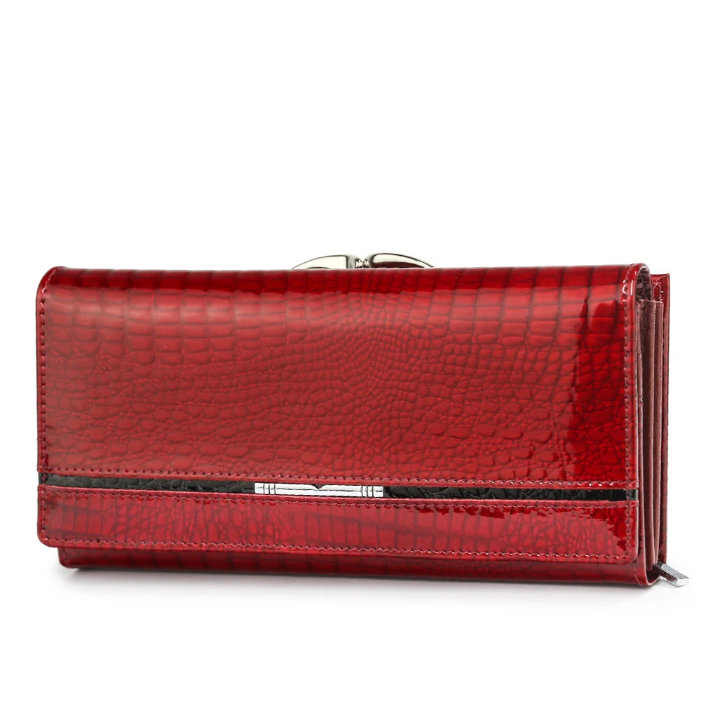 Womens genuine leather wallet pattern womens long wallet genuine leather wallet with coin clip clutch 241028