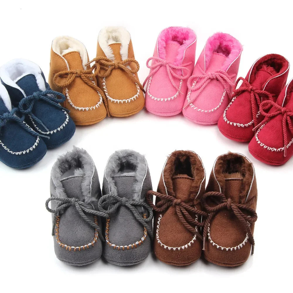 Winter Plush Thick Baby Boots Warm Toddler Snow Boots Non-slip Soft Sole First Walkers born Infant Crib Shoes 241028