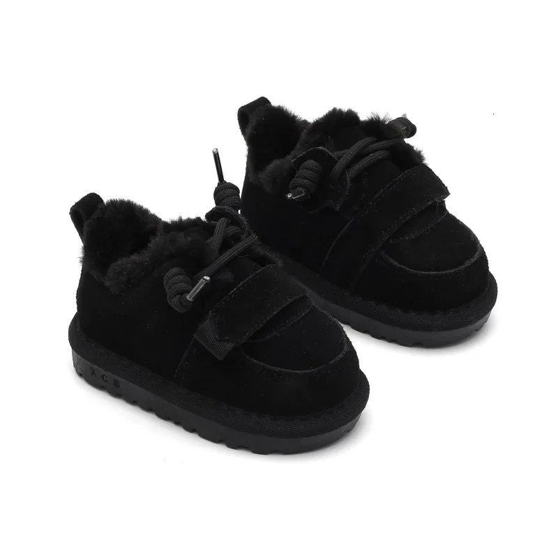 Winter Baby Snow Boots Leather Warm Plush Boys Shoes Soft Sole Non-slip Fashion Toddler Girls Boots 241028
