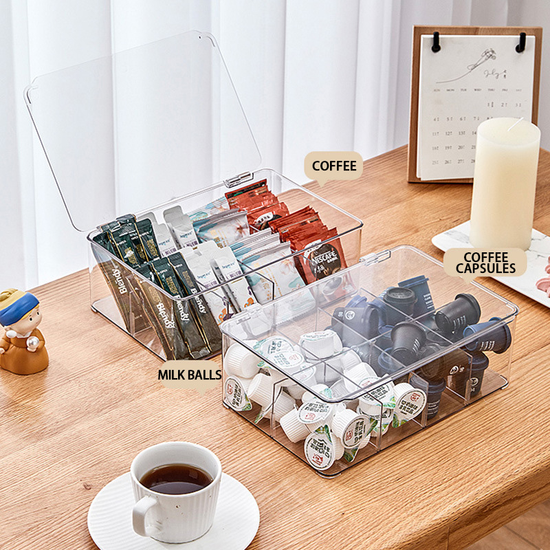 Coffee and tea bag storage box Transparent visual baffle can be removed for easy access to the classification of the storage box spot wholesale