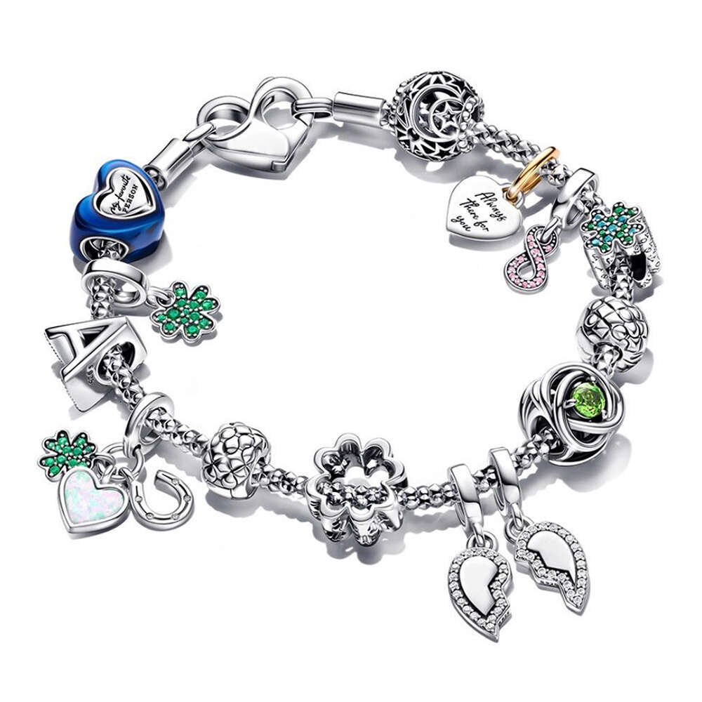 925 Sterling Silver leaf Sun and Moon Set Charm Fit charms beads Bracelet DIY Women Necklace Fine Jewelry Gift