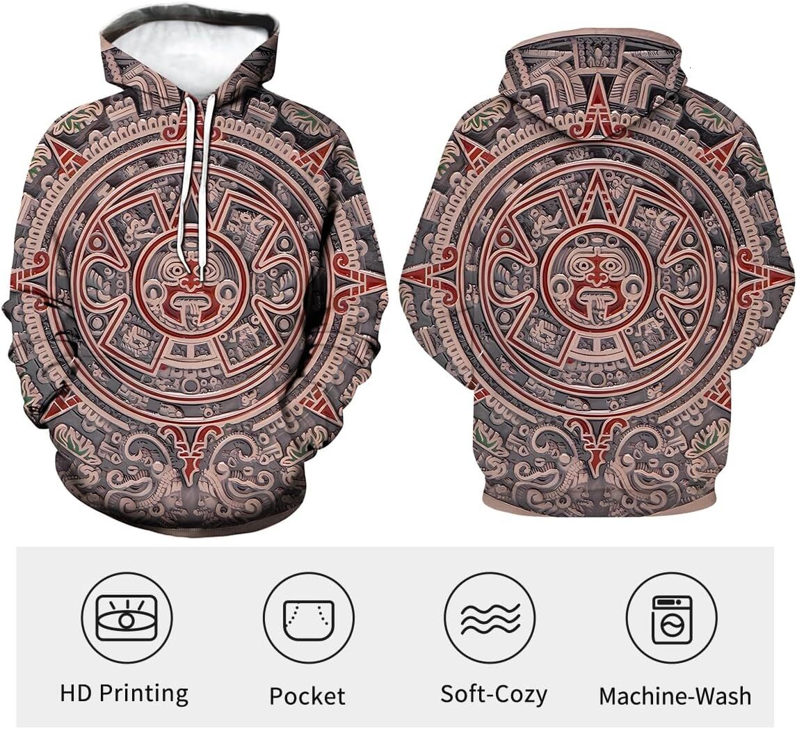 Hoodie for Mens Womens Funny Mens Mexicana Mexico Sweatshirt Mayan Aztec Theme Hoodie Graphic Fashion and leisure