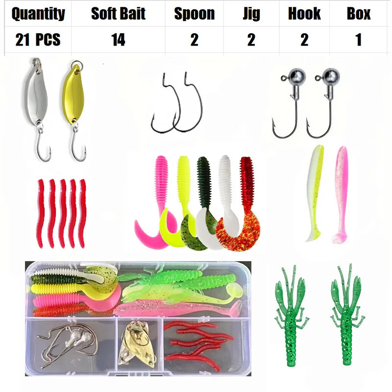 Fishing bait set 18/21/59/142 pieces Mixed VIB bait set Soft bait Minnow Popper hook Full fish accessories Fresh water 241029ww