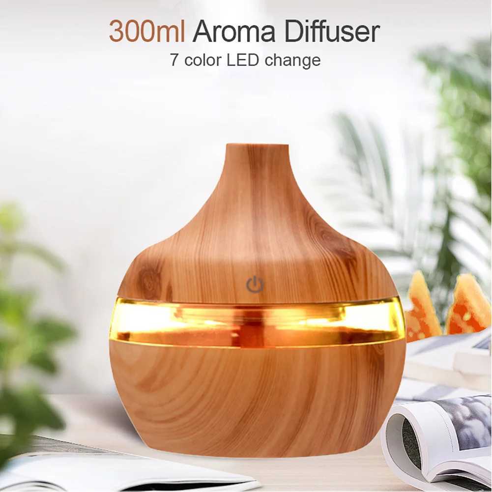 300mL USB air humidifier with wood grain Ara essential oil diffuser suitable for desktop mist manufacturing machines and small air conditioners Y24110